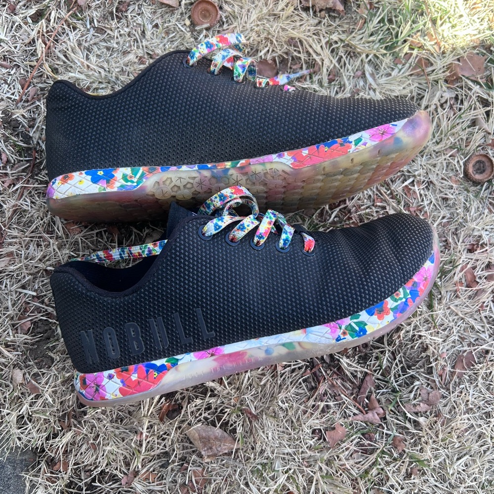 NOBULL Black Athletic Shoes with Multicolor Floral Accents